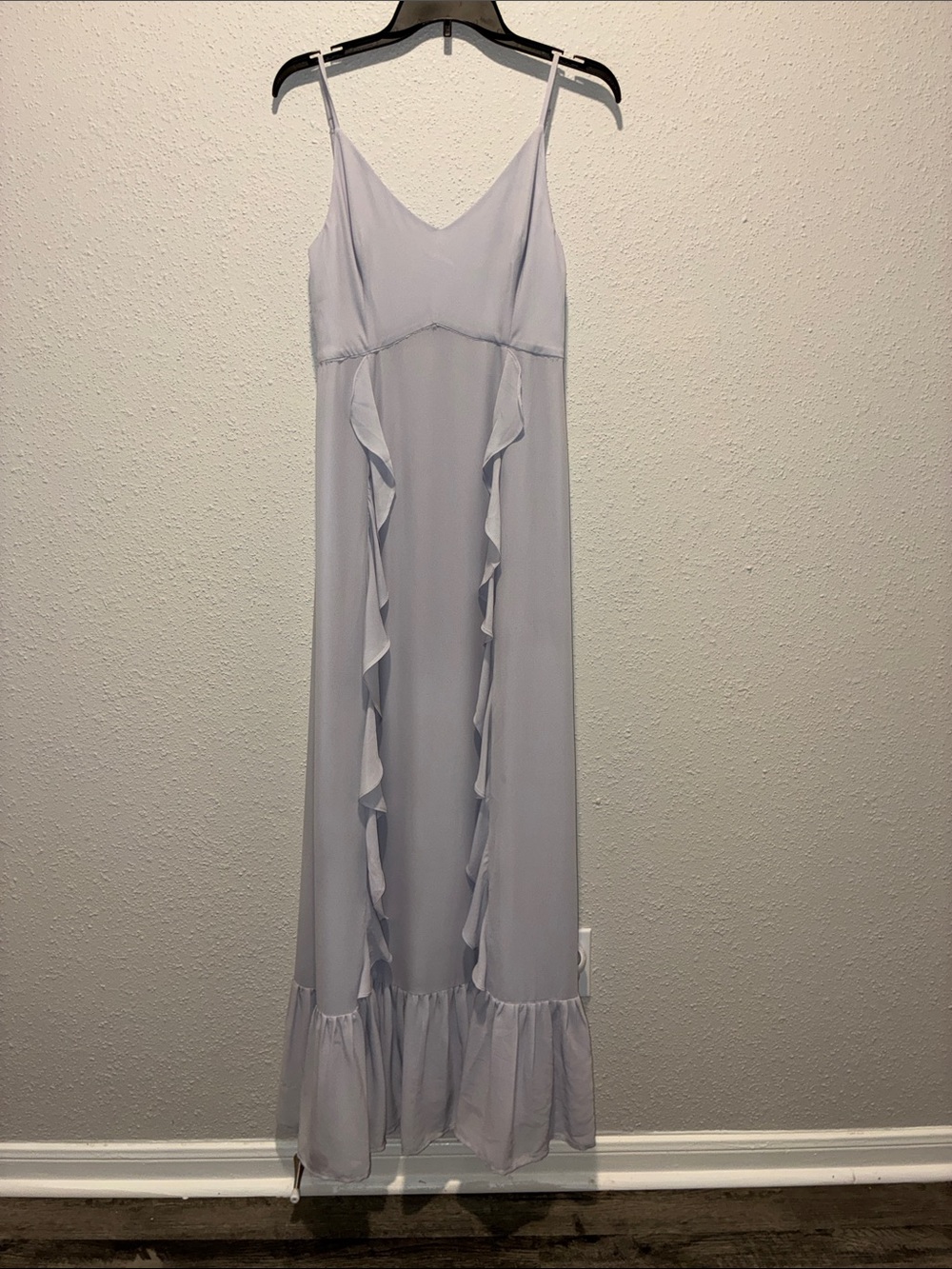 Wayf Light Lavender Ruffle-Front Maxi Dress